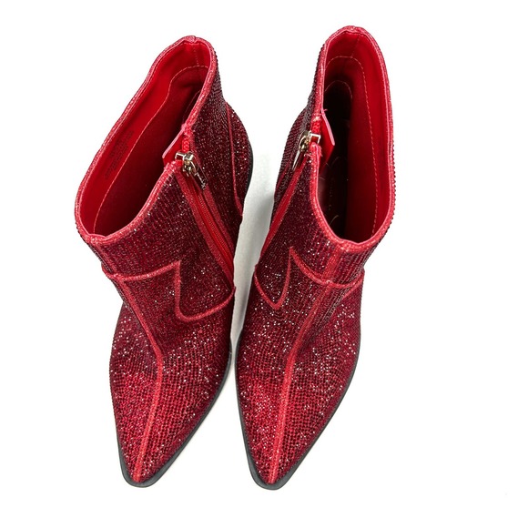 Jessica Simpson | Rhinestone Ruby Red Low Bootie Size 7 - Picture 2 of 7